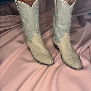 Justin Boots Tan and Cream Heeled Boots